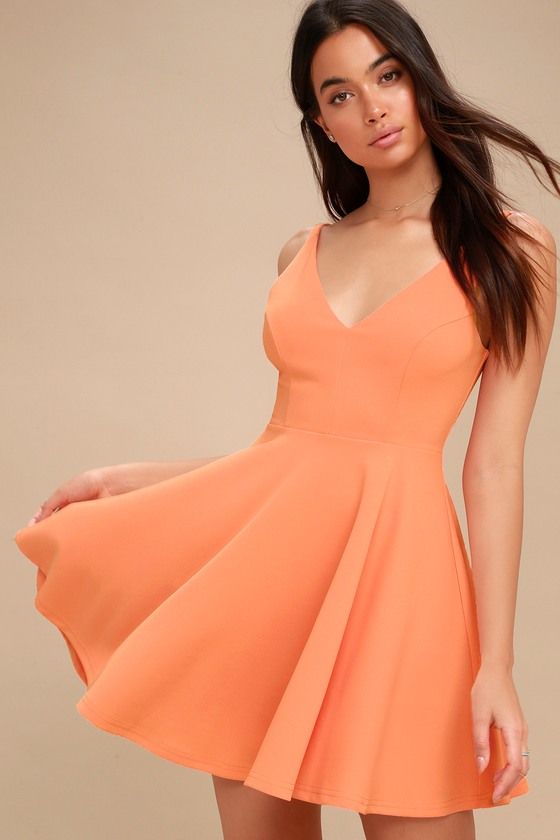dress rehearsal peach skater dress