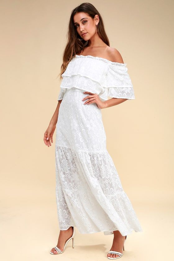 white embroidered dress maxi