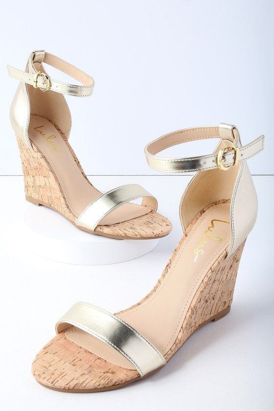 WYLLA GOLD CORK WEDGES Petite Looloo