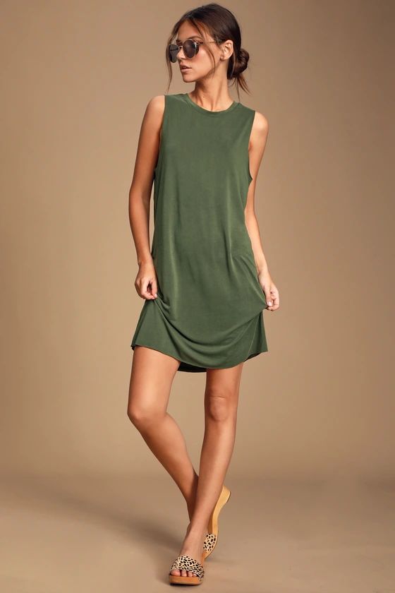 olive shift dress
